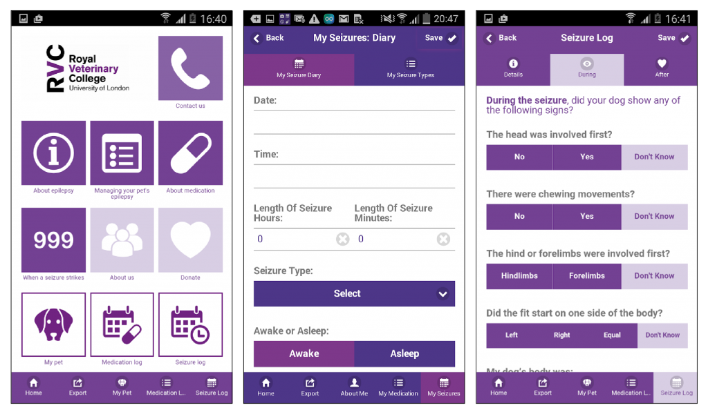 RVC Pet Epilepsy Tracker screenshots